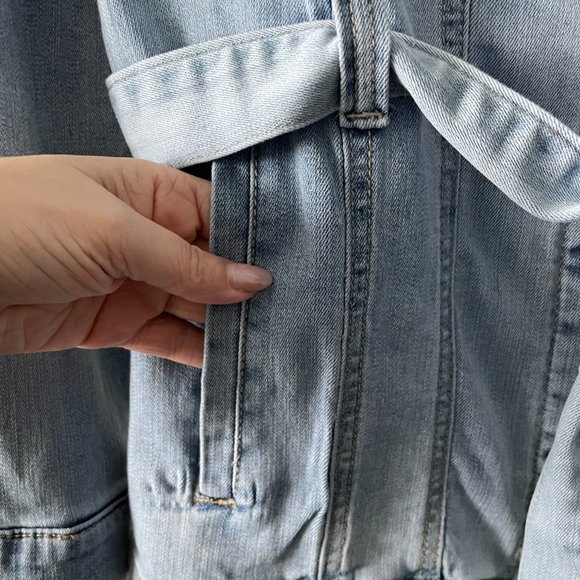 Mid Length Belted Denium Jacket - Picture 2 of 5